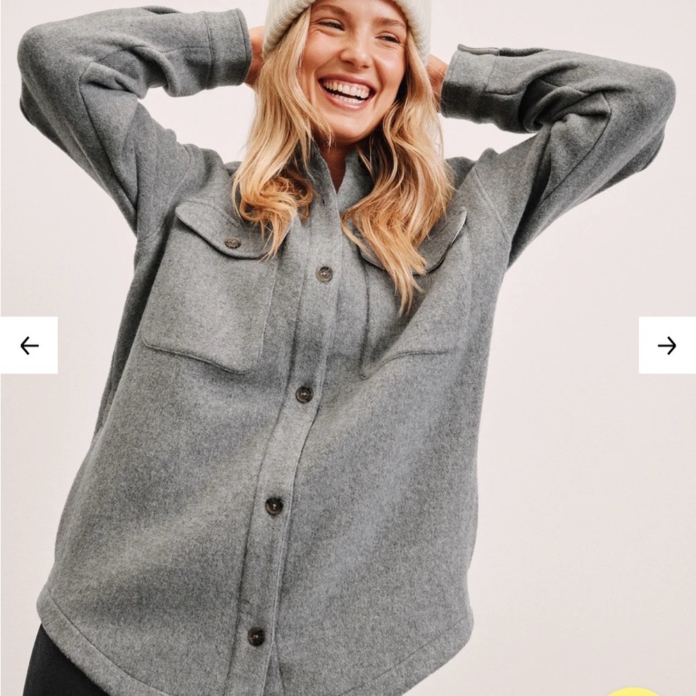 Beyond Yoga Insulated WoolShirt Jacket. Grey. XS